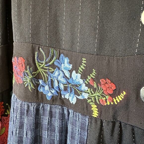 Carole Little Dress Women 8 Art to Wear Patchwork Maxi Embroidered Cottage VTG - Picture 4 of 15